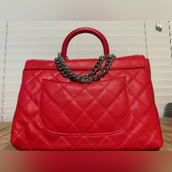 Red caviar leather designer quilted maxi flap bag by Virsa bag - Picture 13 of 13